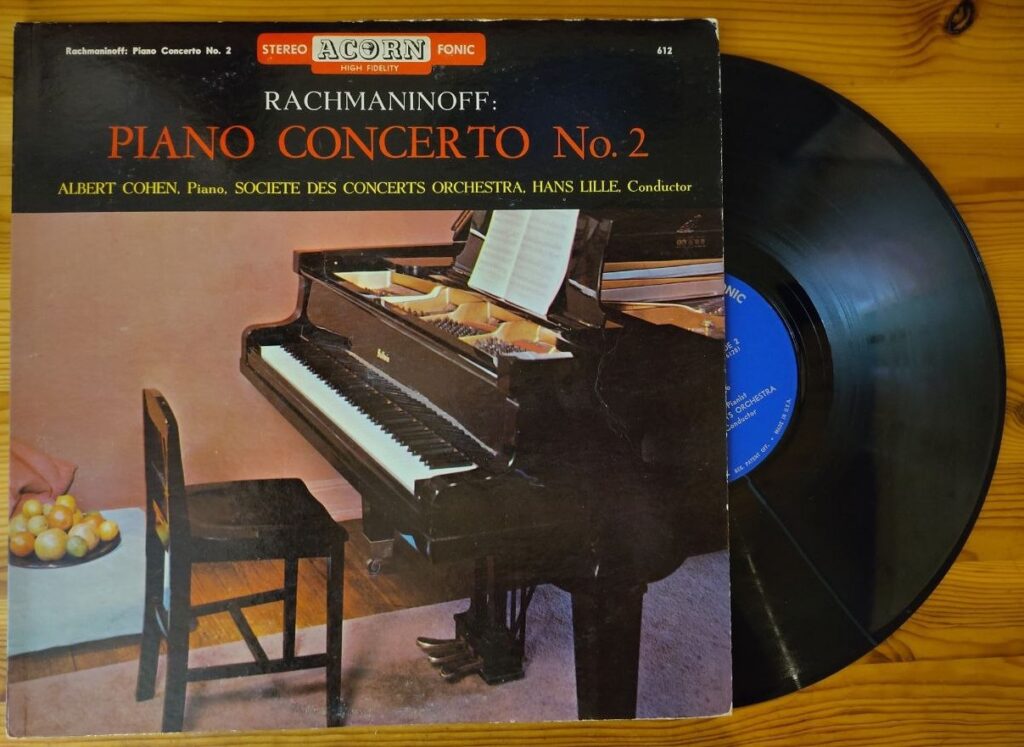 Vinyl record in its sleeve, a music album, vinyl version of Rachmaninoff Piano Concert No. 2
