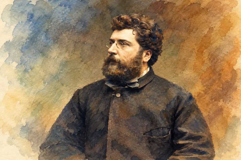 Water color painting of the French classical and opera composer, Georges Bizet - The Genius Behind Carmen & French Opera-Tunitemusic