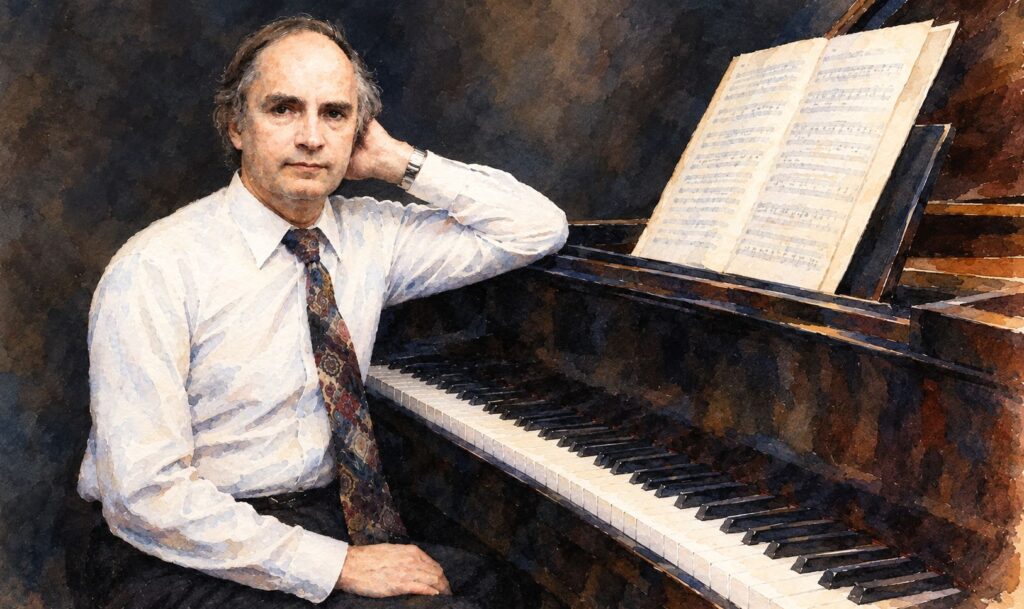 Water color painting of the Estonian classical music composer Jaan Rääts - Pioneer of Estonian Neoclassicism