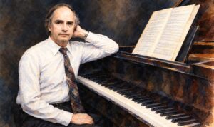 Water color painting of the Estonian classical music composer Jaan Rääts - Pioneer of Estonian Neoclassicism