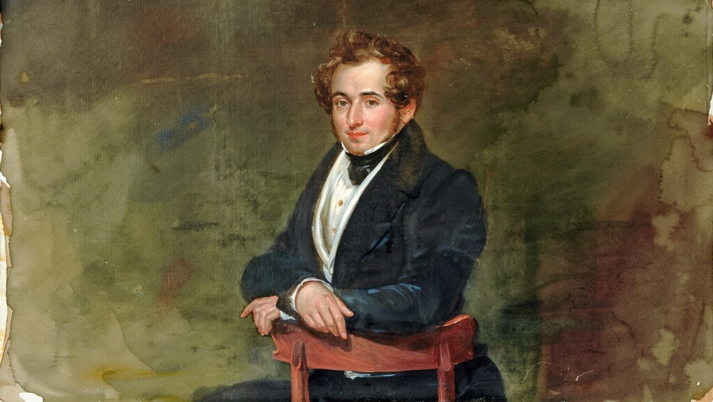 Water color portrait of the classical composer and opera writer Vincenzo Bellini- Master of Bel Canto